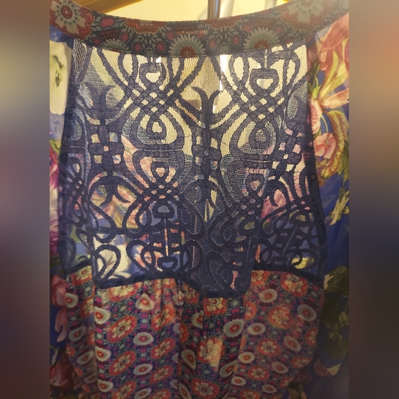 Anthropolgie fig & flower Bohemian floral, lace blouse xl - Picture 5 of 11